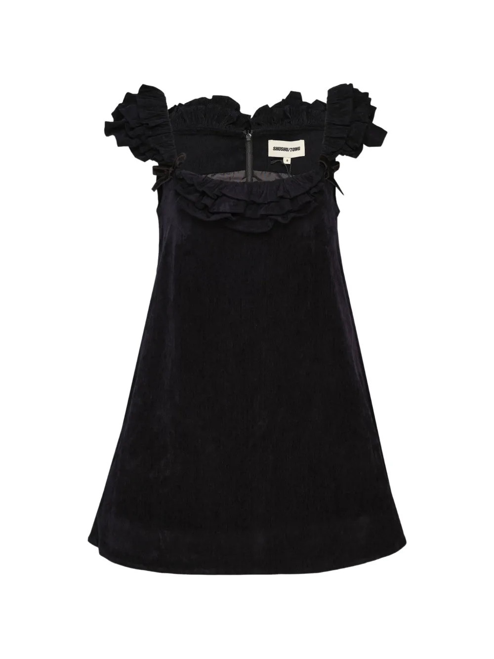 SHUSHU TONG Jurk met kanten afwerking en ruches Blauw