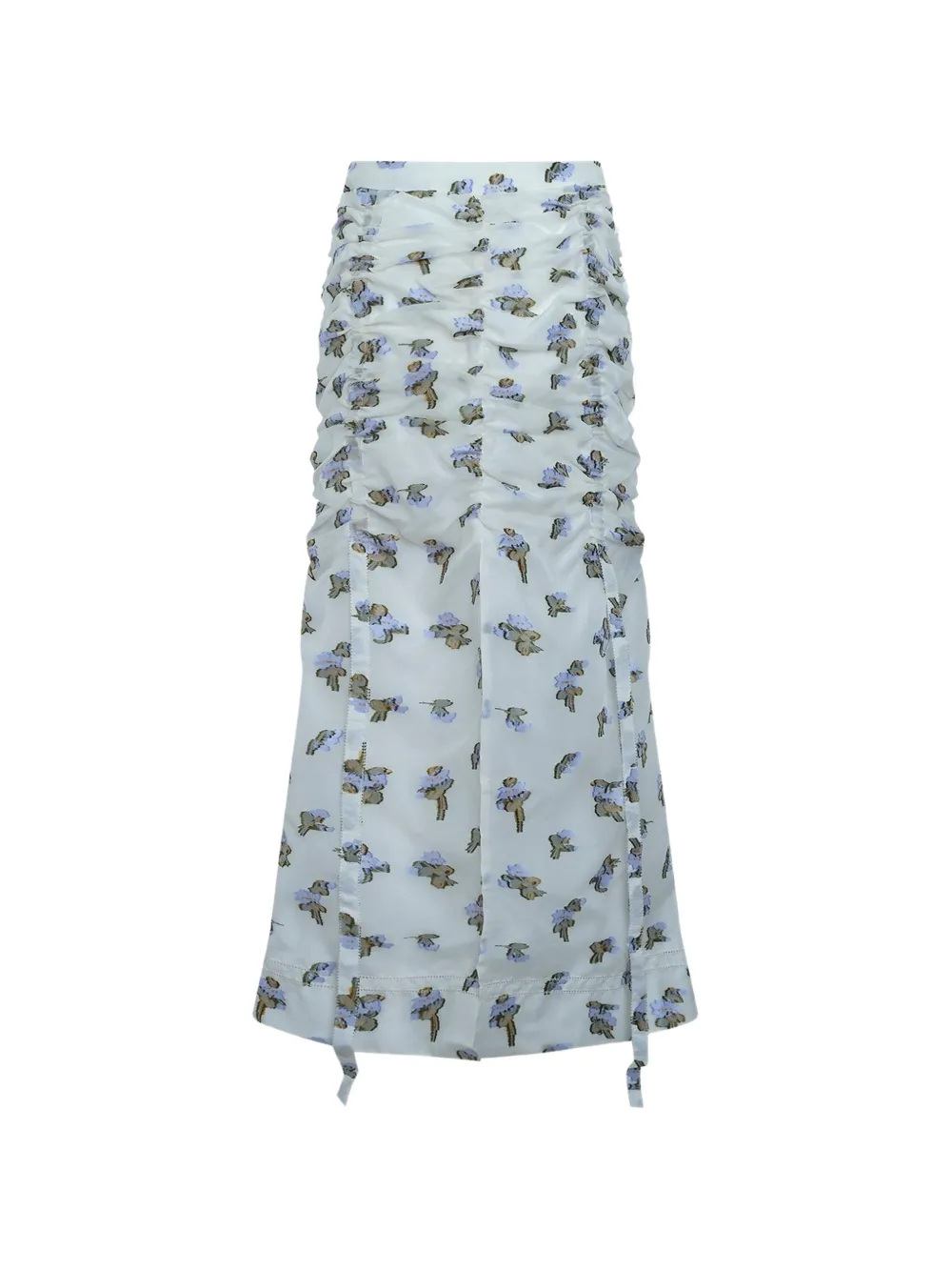 Ulla Johnson Liora floral-print ruched midi skirt Beige
