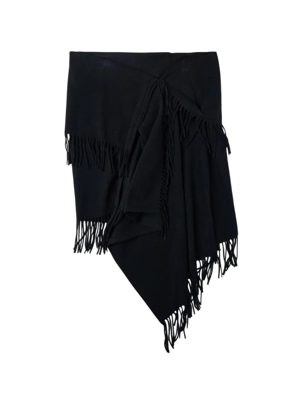 Open YY fringe-trim asymmetric scarf - Nero