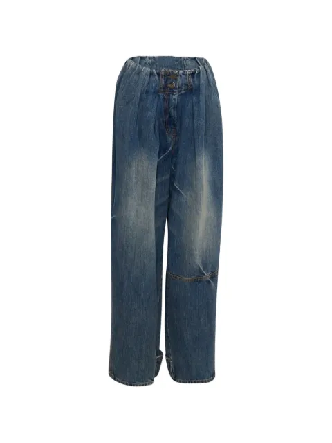 Open YY faded pleated-waist jeans