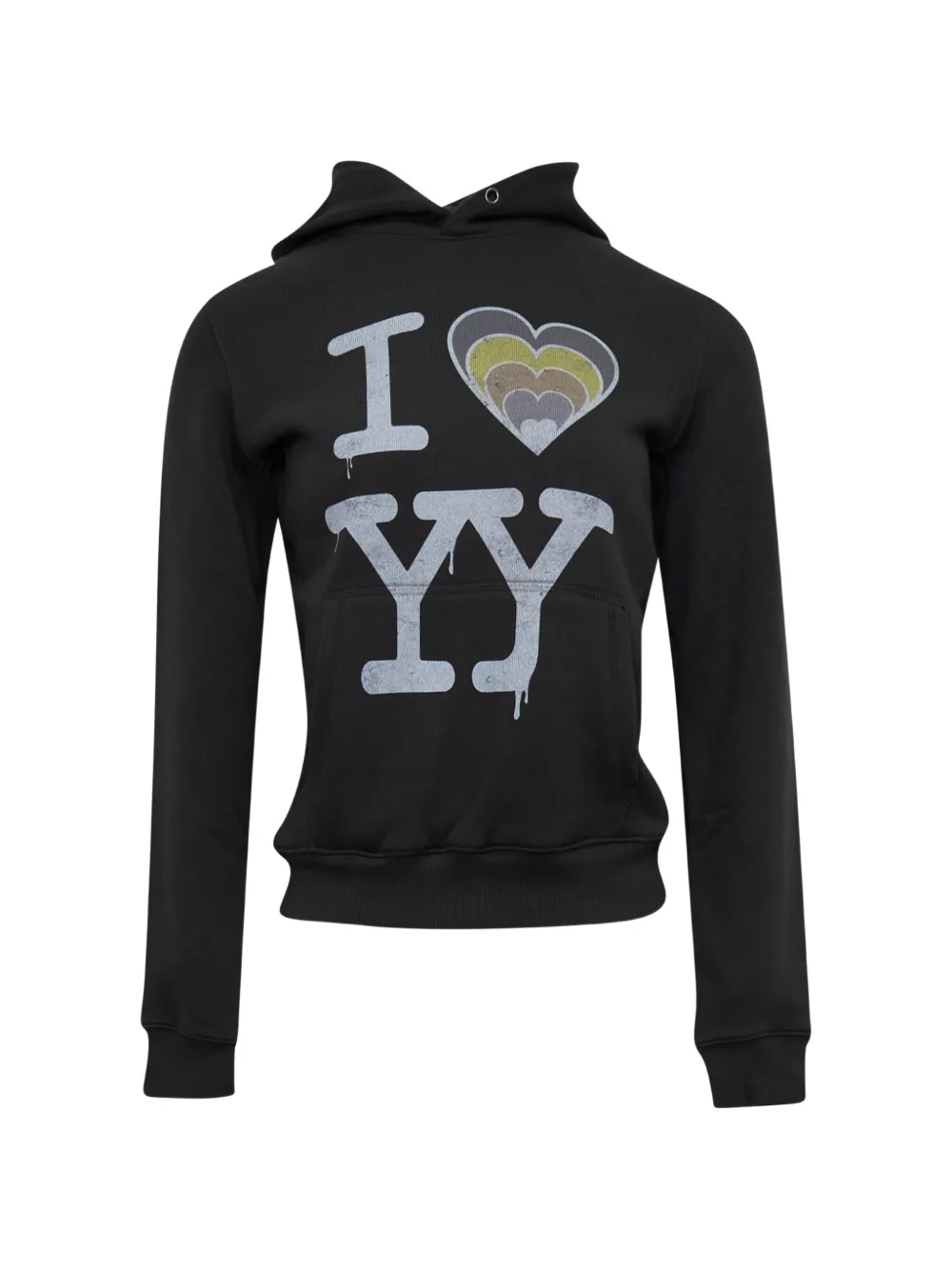 Open Yy Logo-print Cotton Hoodie In Black