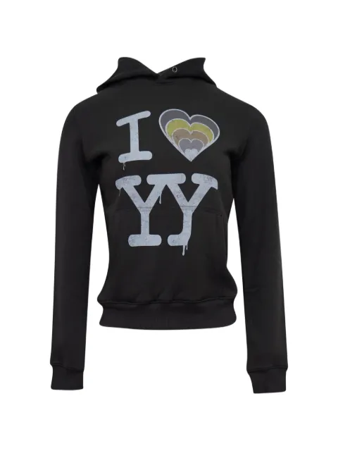 Open YY logo-print cotton hoodie
