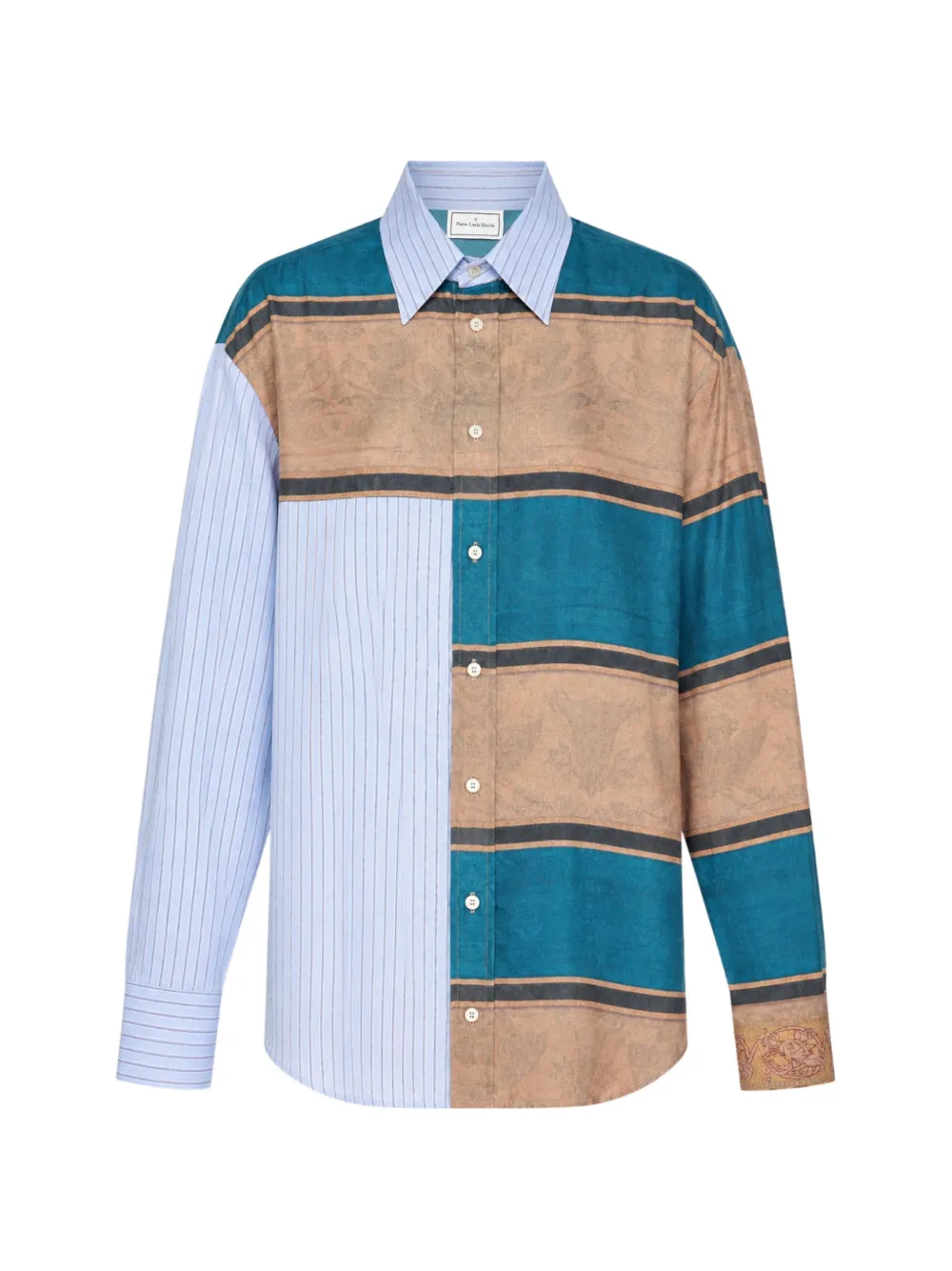 Pierre-Louis Mascia Alomhi patchwork striped shirt - Bleu