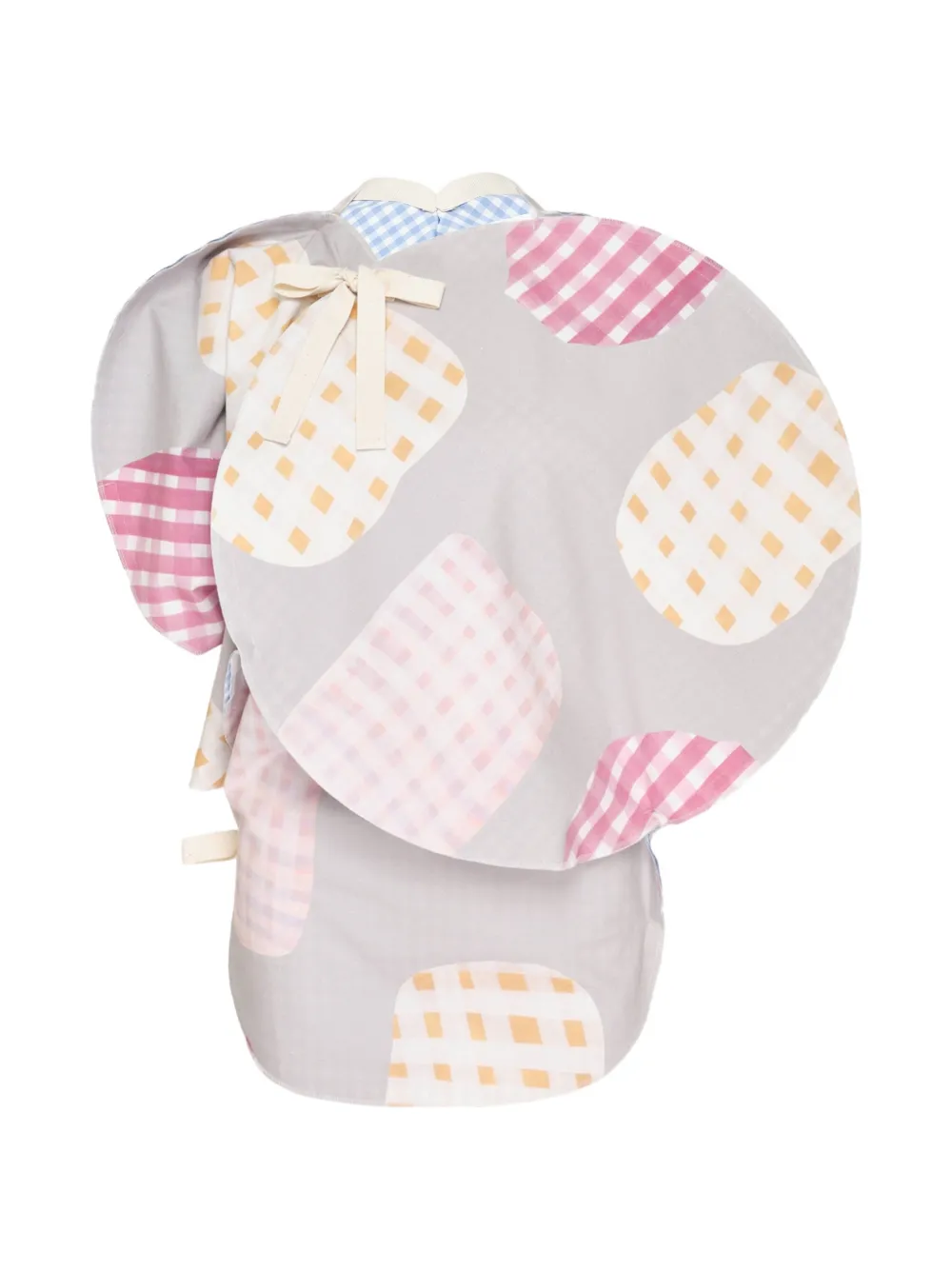 Comme Des Garçons Tao Gingham-print Layered Top In 그레이