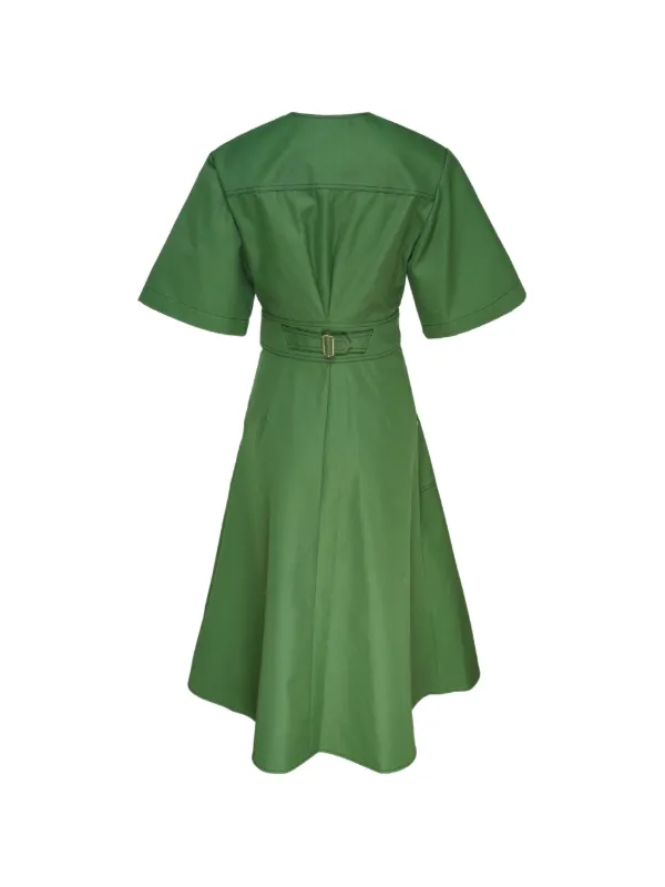 Carolina Herrera Belted short-sleeve Midi Dress | Green