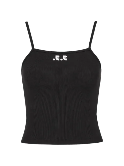 Rest & Recreation top corto de canalé con logo estampado