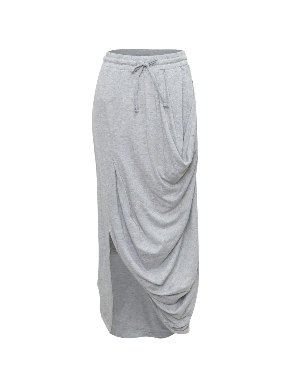 Open Yy Draped Drawstring-waist Maxi Skirt In Grey