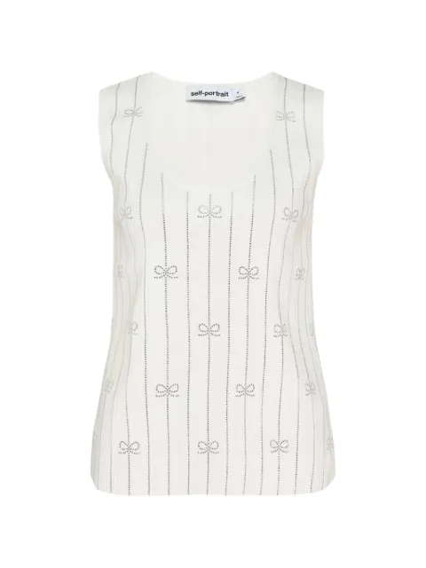 Self-Portrait top tejido con detalles de strass y rayas