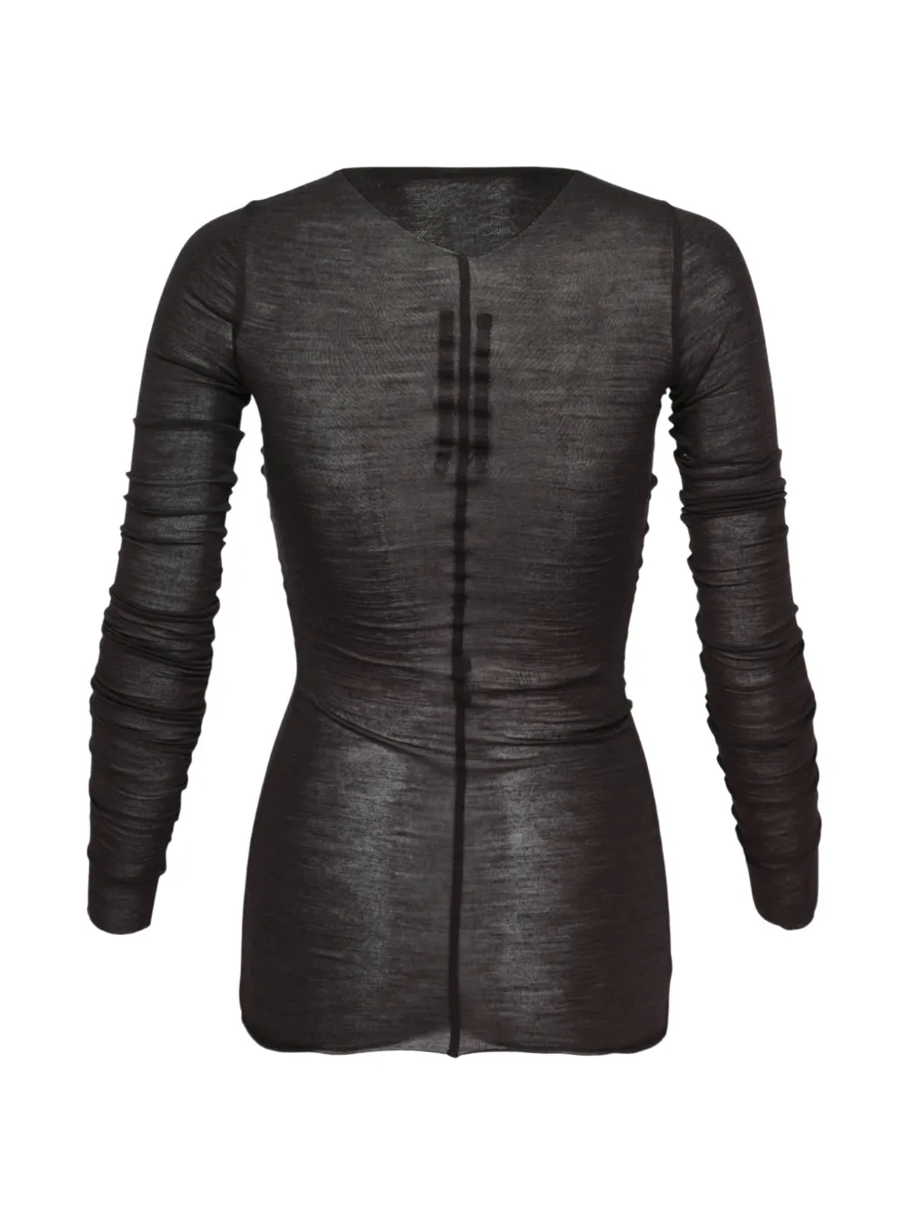Rick Owens sheer ruched-sleeve top - Nero
