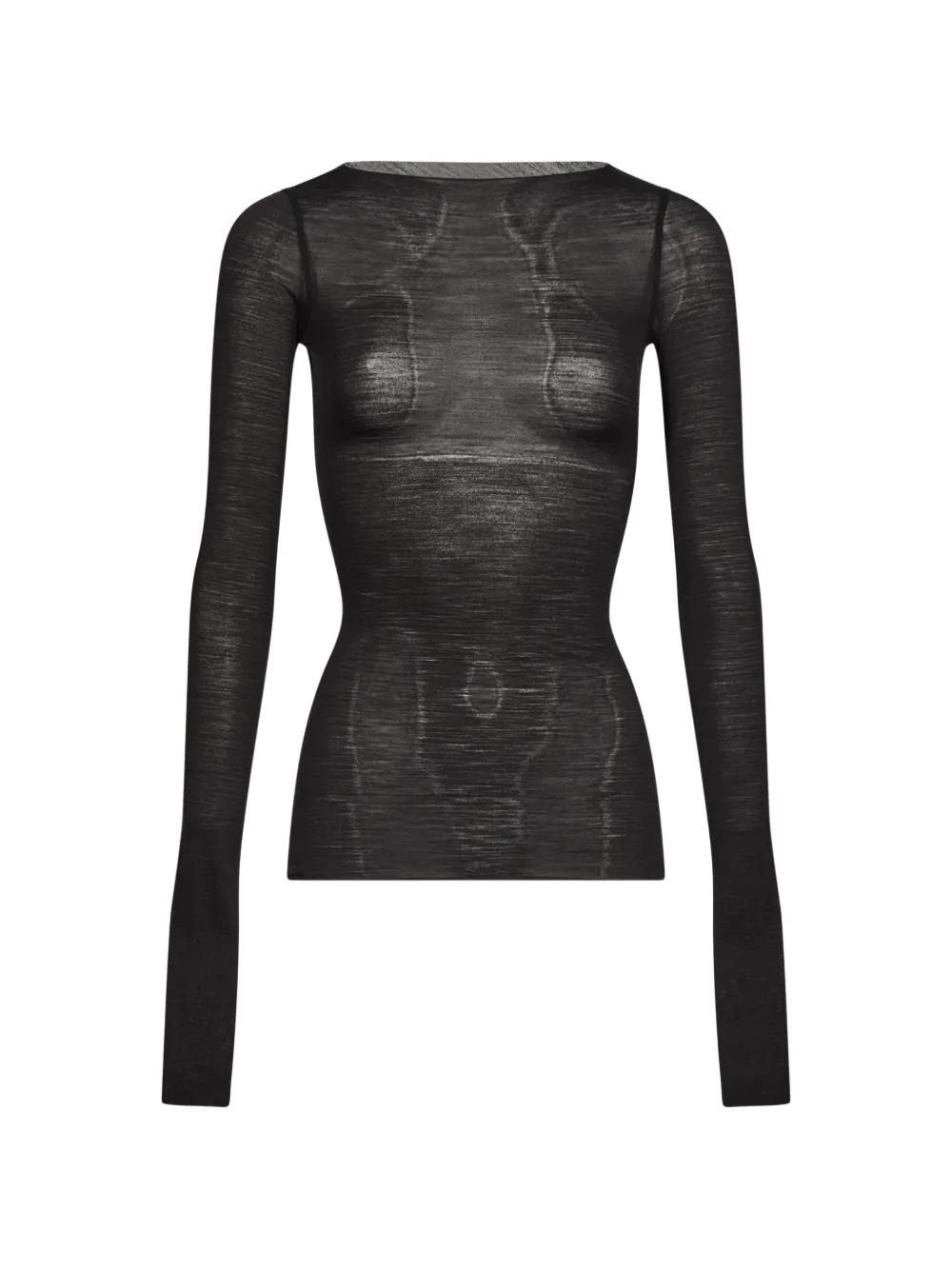Rick Owens Semi-transparentes Oberteil mit gerafften Ärmeln - Schwarz