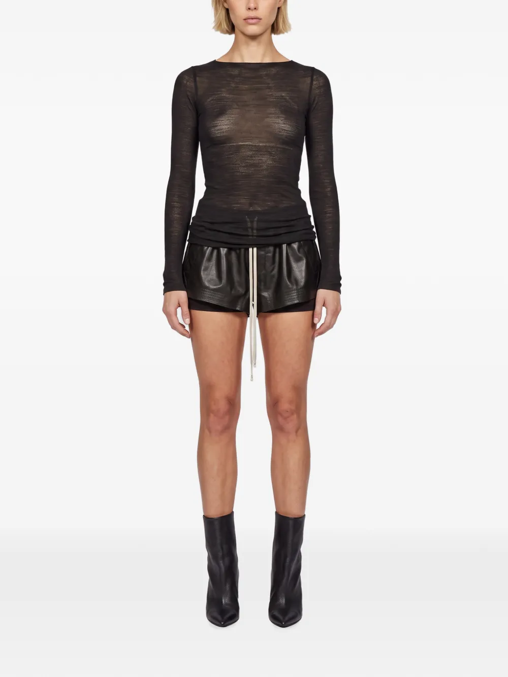 Rick Owens Doorzichtige top met gesmokte mouwen Zwart