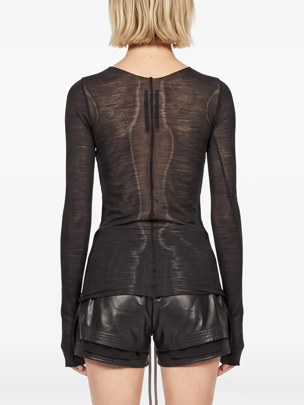 Rick Owens Doorzichtige top met gesmokte mouwen Zwart
