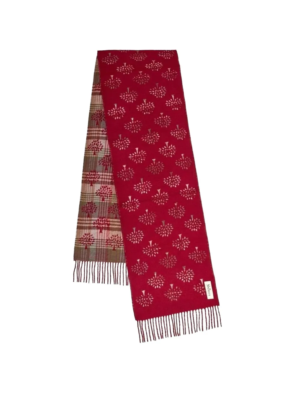 Mulberry reversible checked scarf Rood