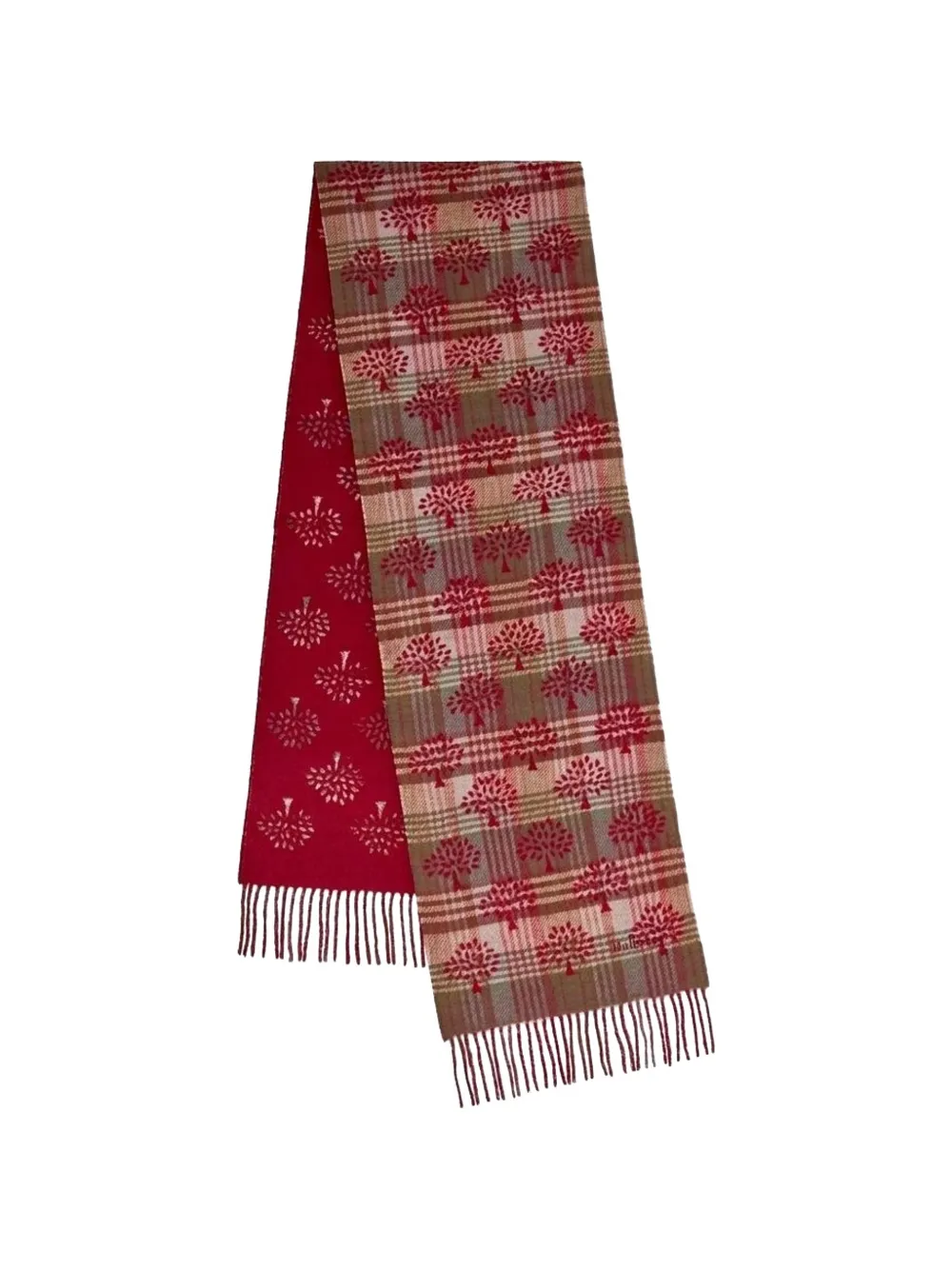 Mulberry reversible checked scarf Rood