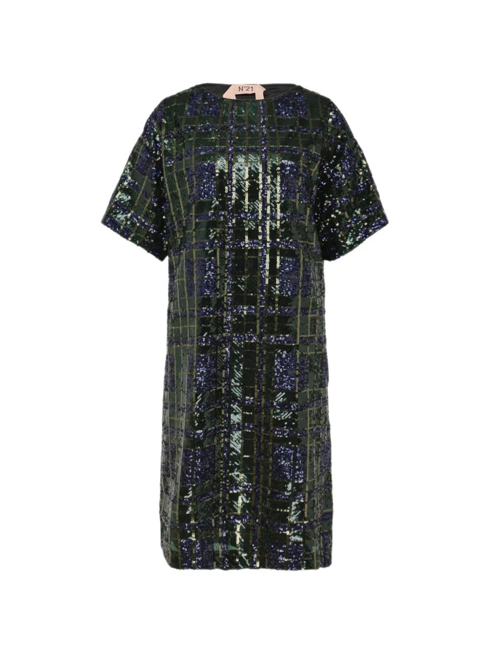 Nº21 sequin-embellished checked mini dress - Verde