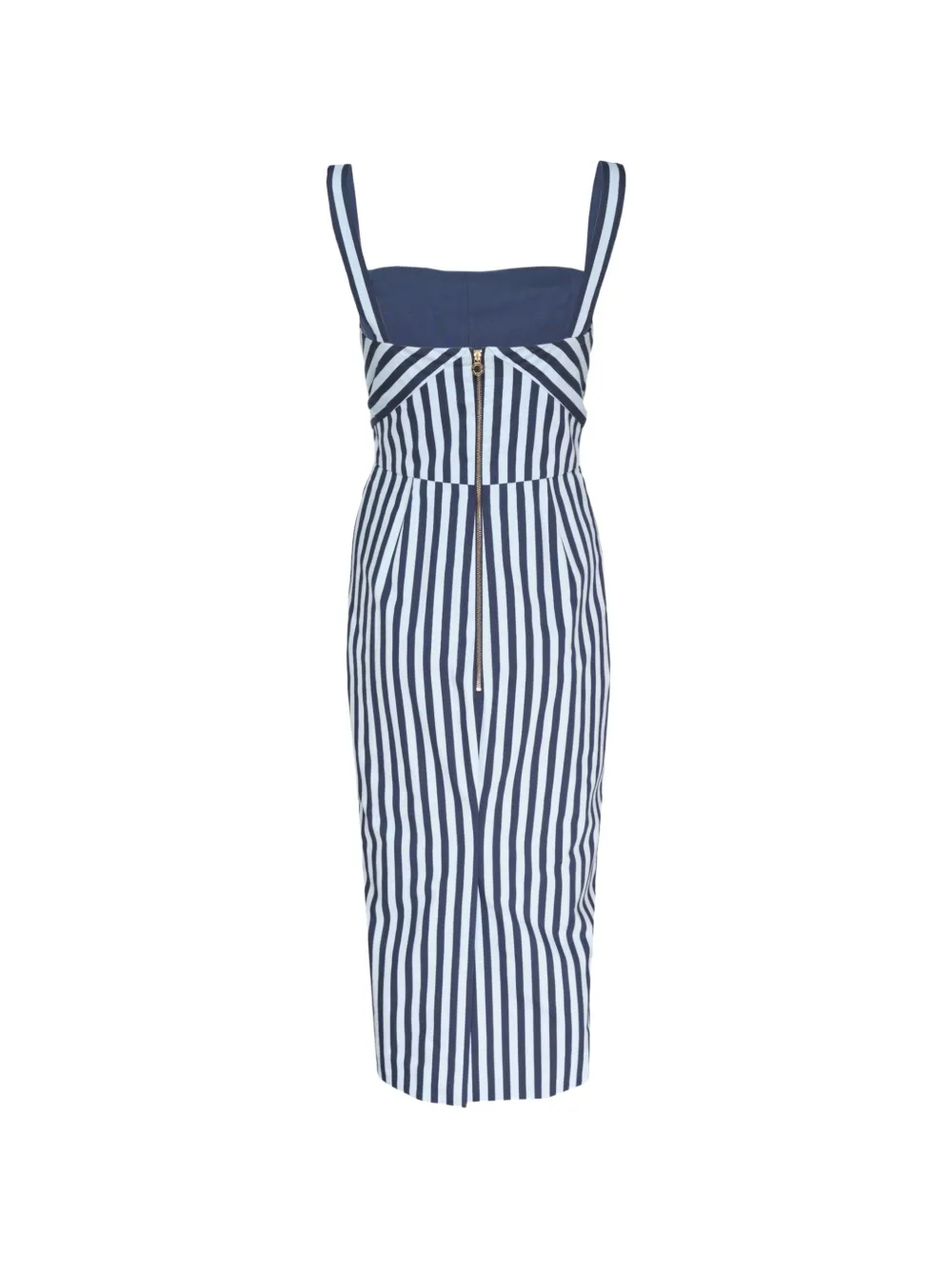 Carolina Herrera Gestreepte midi-jurk met ruches Blauw