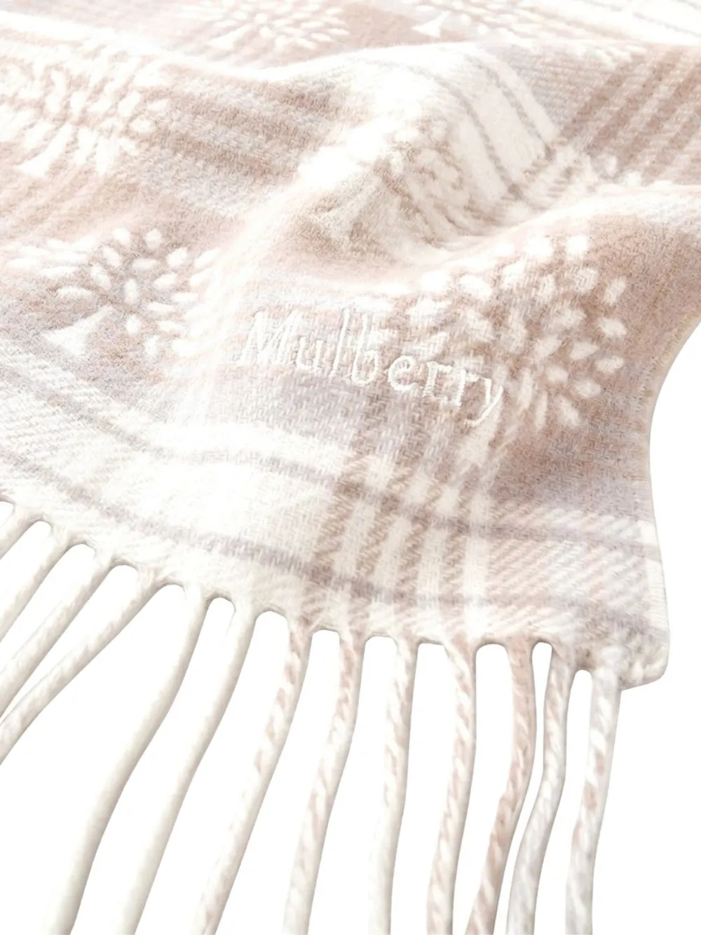 Mulberry check tree-print scarf Beige