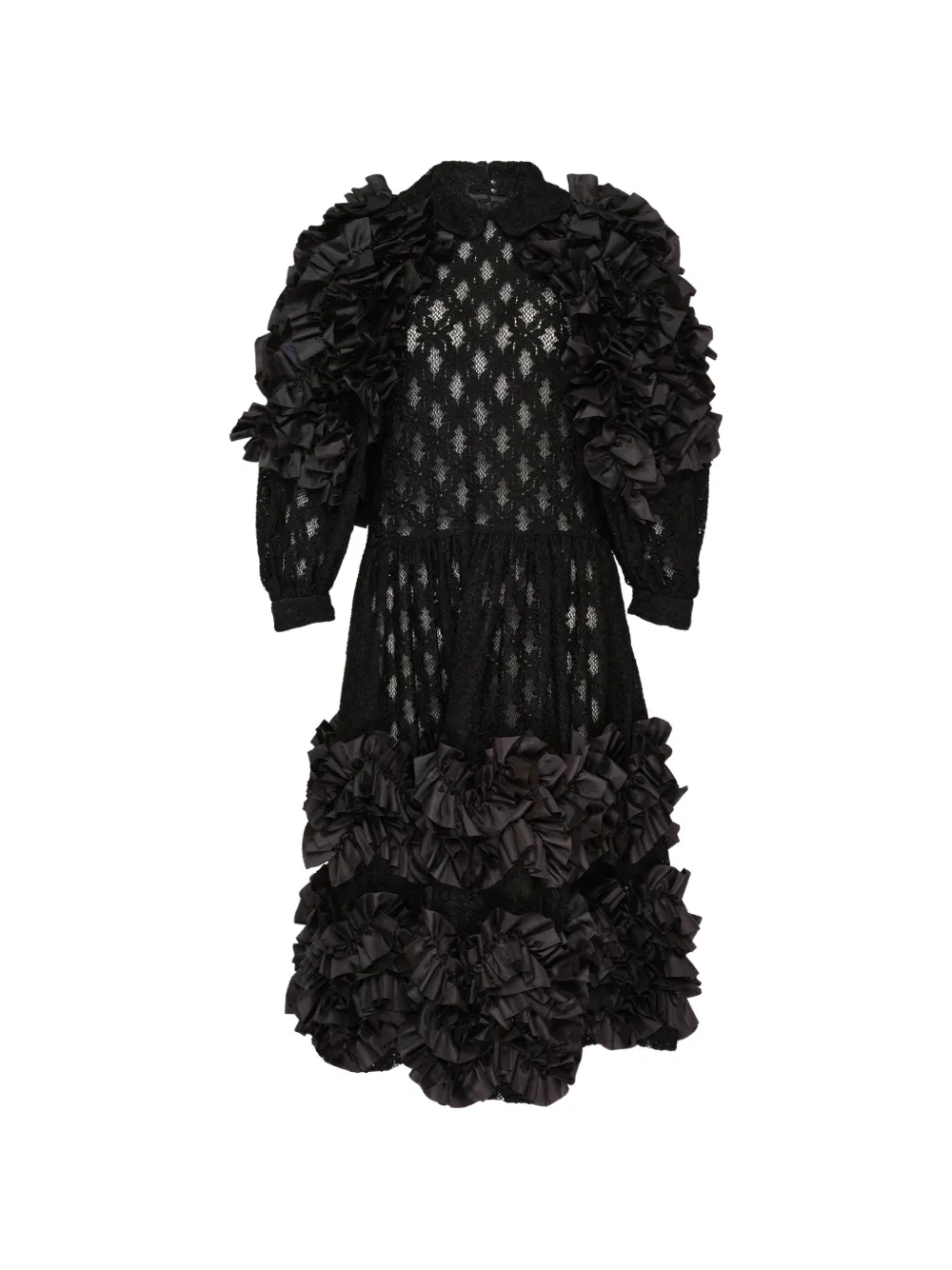Comme Des Garçons Comme Des Garçons ruffled lace-panel midi dress