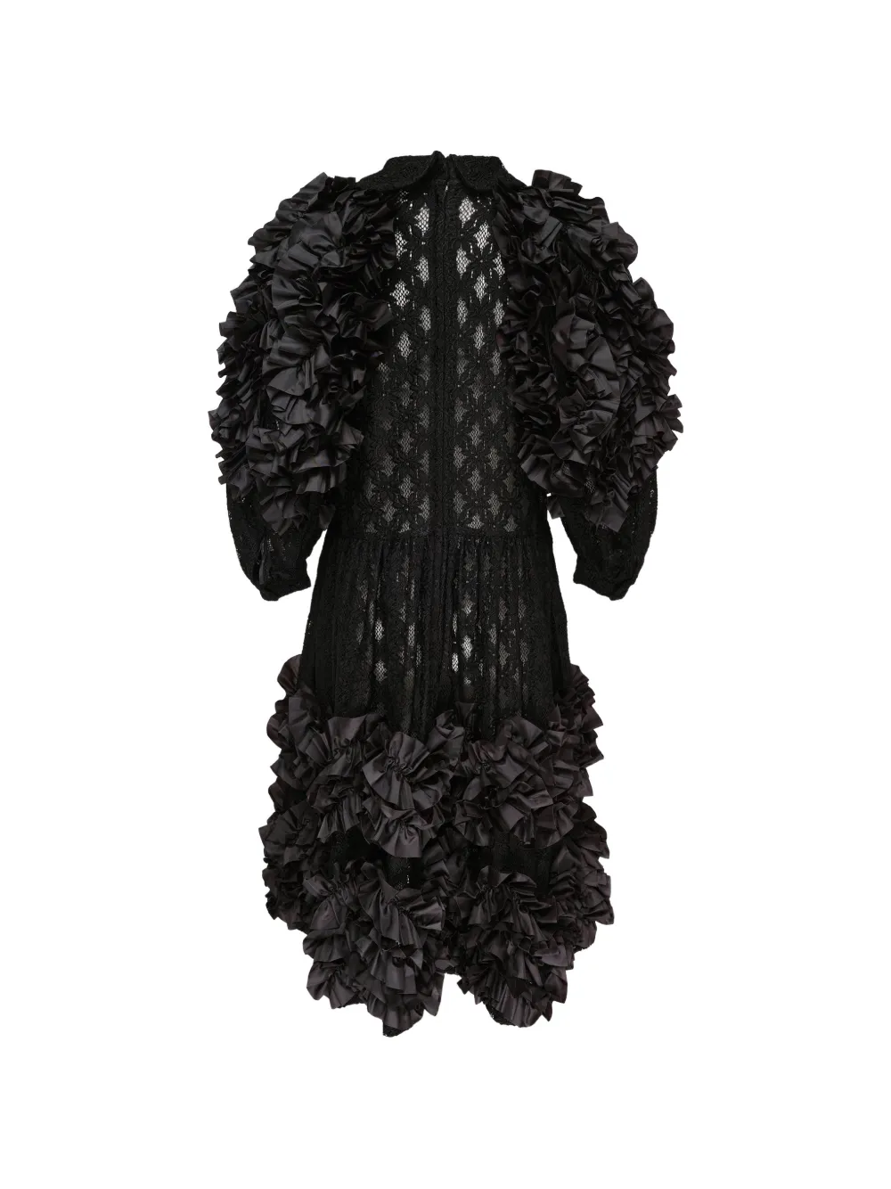 Comme Des Garçons Comme Des Garçons Midi-jurk met ruches en kanten vlak Zwart