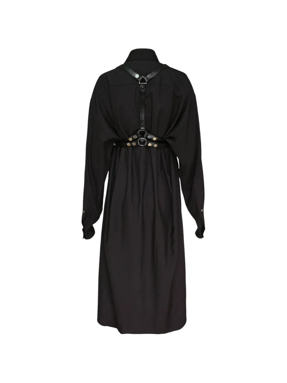 Junya Watanabe Harness-detail Long-sleeve Midi Dress in Black, view 2