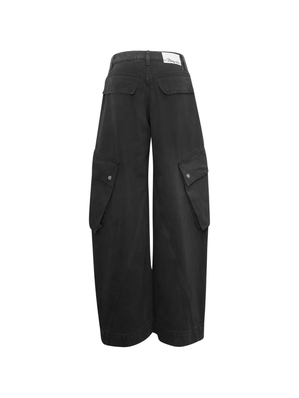 3.1 Phillip Lim Geplooide cargo broek met wijde pijpen Zwart