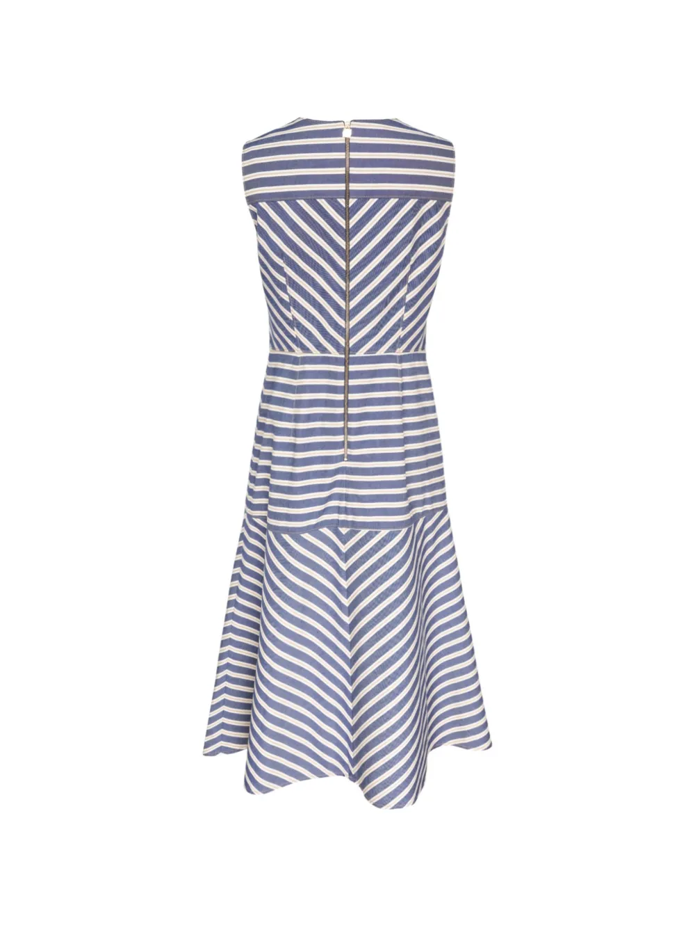 Carolina Herrera Gestreepte midi-jurk met knoopdetail Blauw