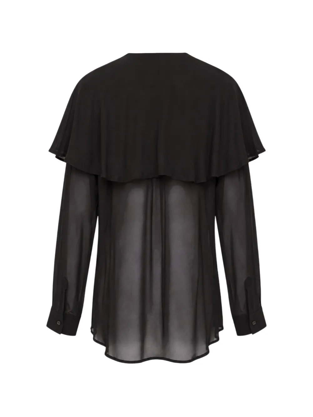 Comme Des Garçons Doorzichtige blouse met cape vlak Zwart