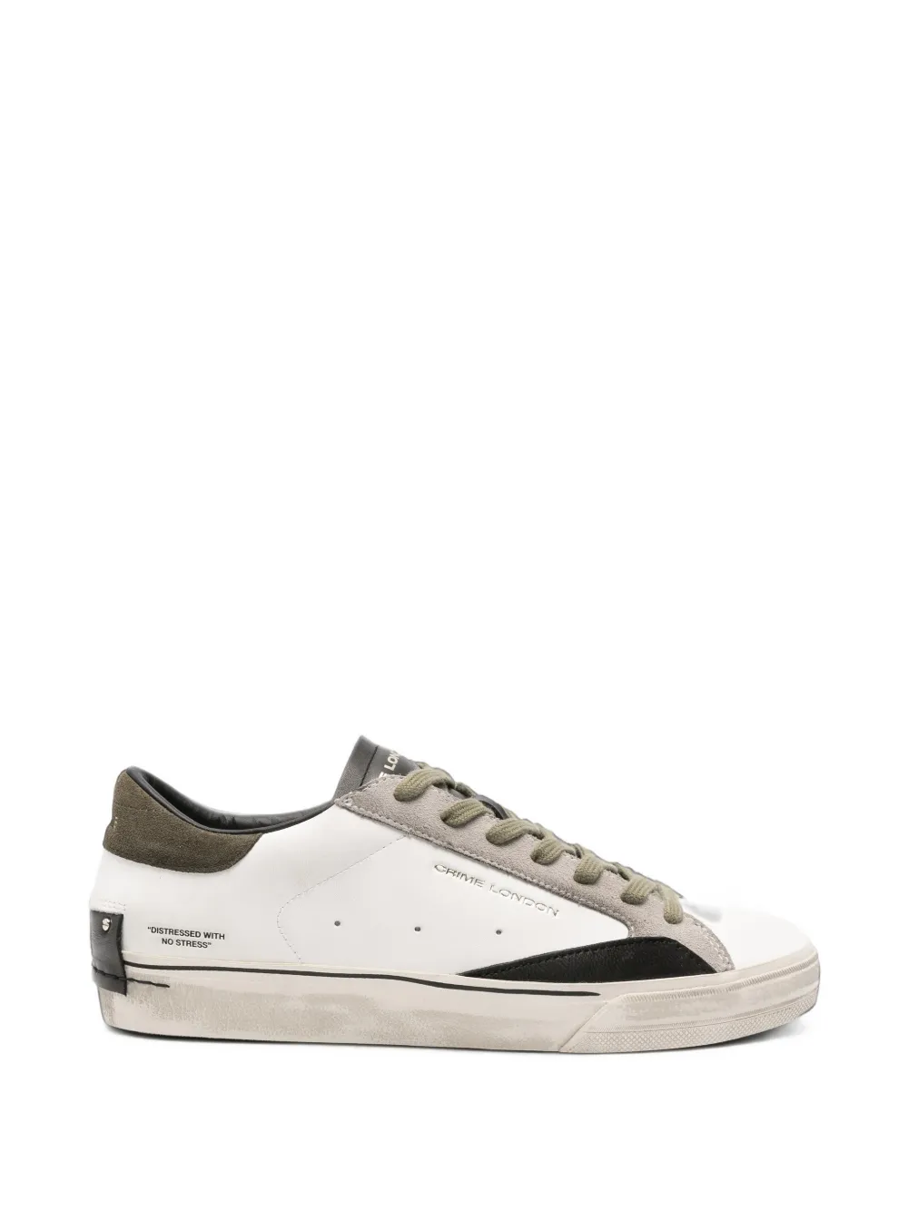 Crime London distressed-effect leather sneakers - Bianco