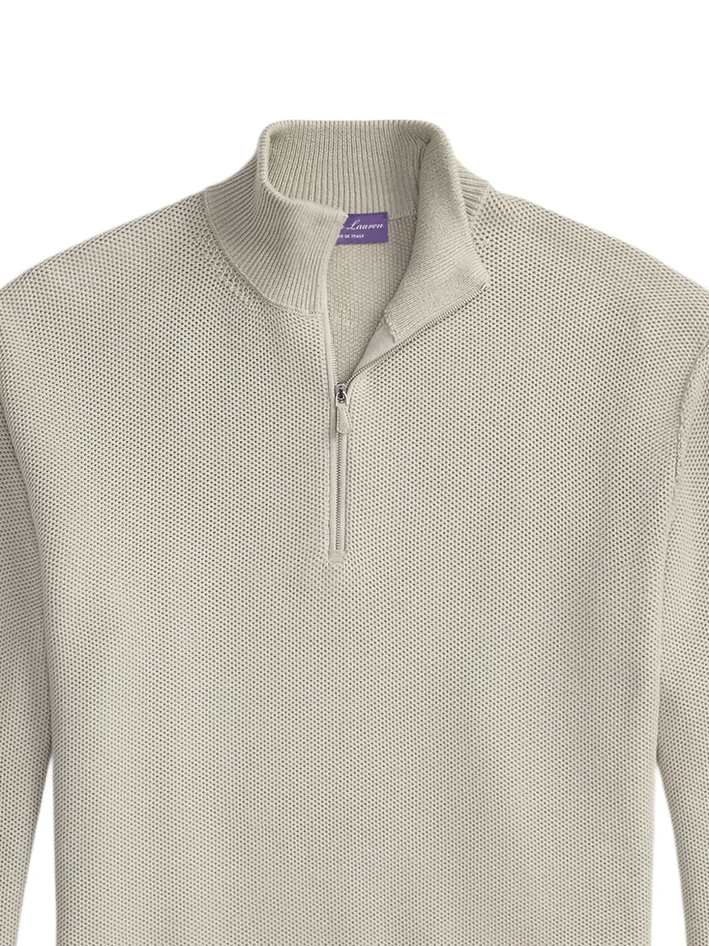Ralph Lauren Purple Label Wafelgebreide trui met kwartrits Beige