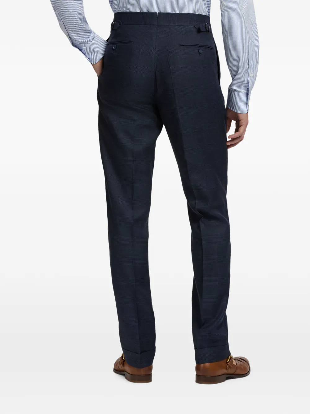 Ralph Lauren Purple Label Geruite plooibroek Blauw