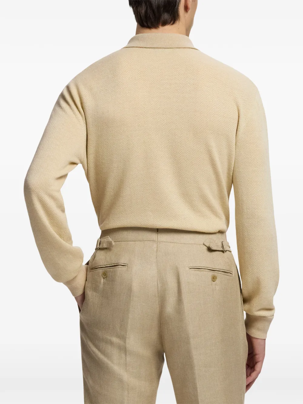 Ralph Lauren Purple Label Gebreide trui met visgraatpatroon Beige