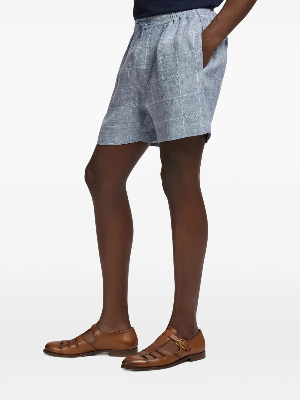 Ralph Lauren Purple Label Windowpane check-pattern drawstring-waist shorts Blauw