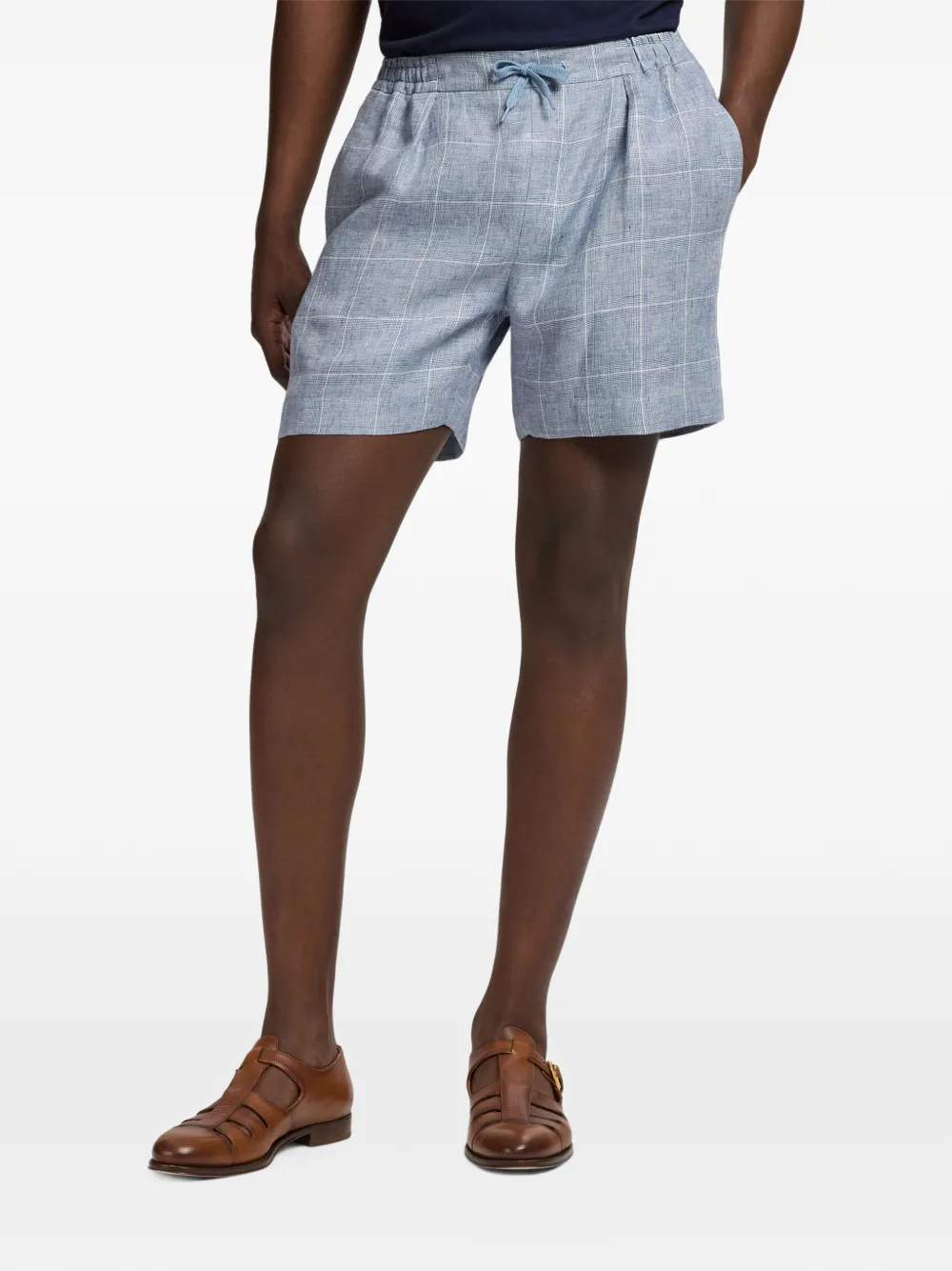 Ralph Lauren Purple Label Windowpane check-pattern drawstring-waist shorts Blauw