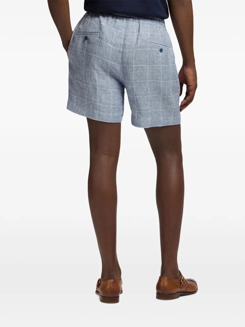 Ralph Lauren Purple Label Windowpane check-pattern drawstring-waist shorts Blauw