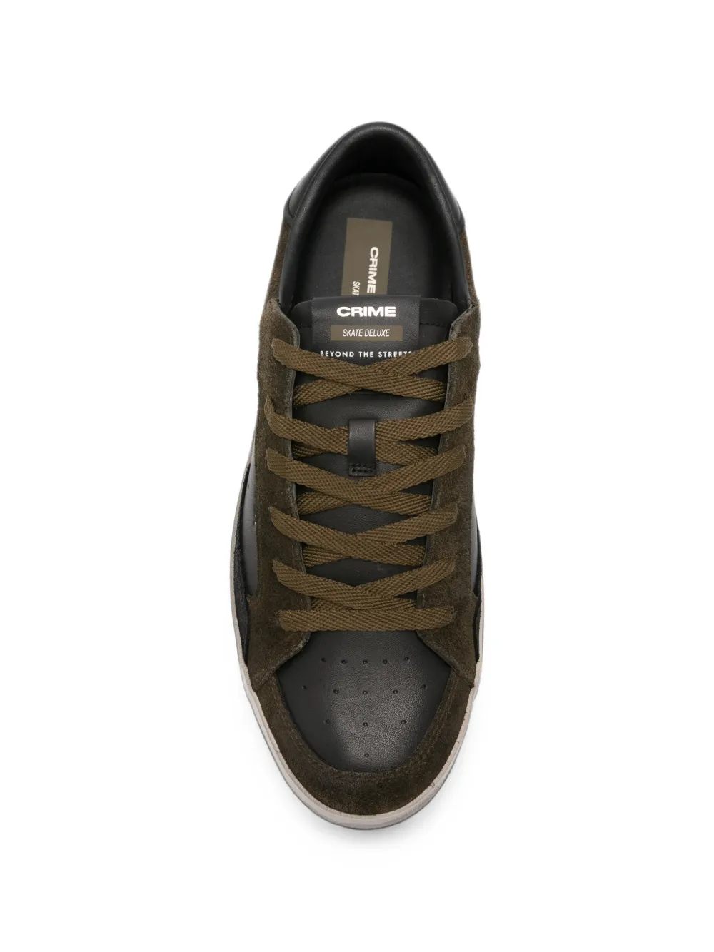 Crime London SK8 Deluxe distressed-effect panelled sneakers Groen
