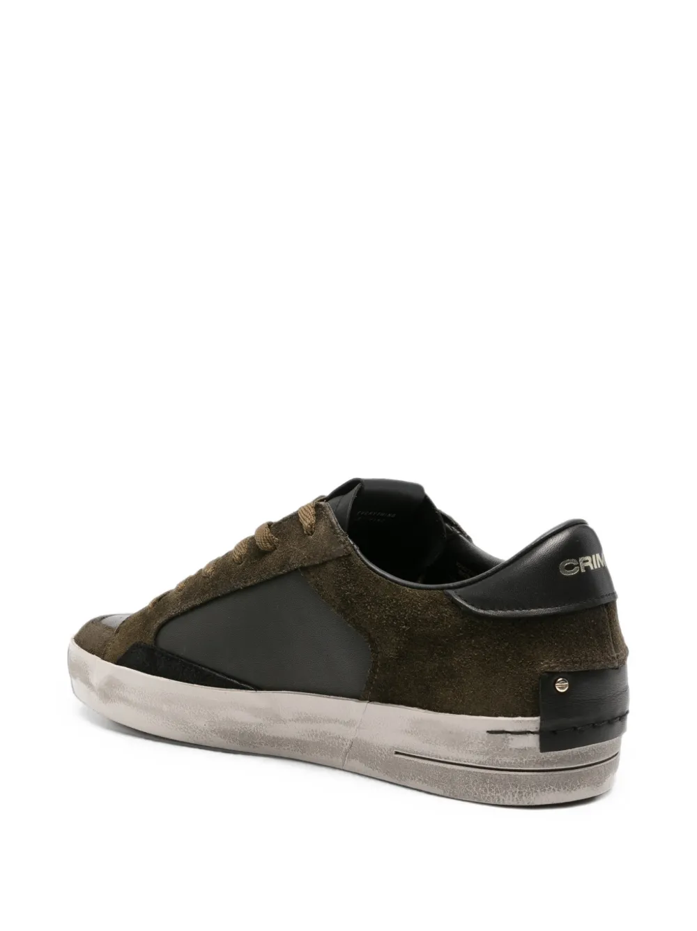 Crime London SK8 Deluxe distressed-effect panelled sneakers Groen