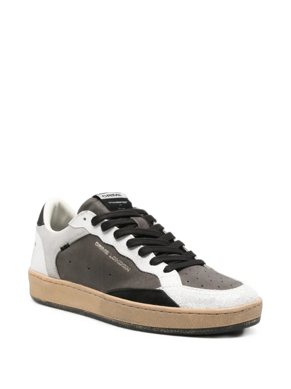 Crime London logo-print leather sneakers Grijs