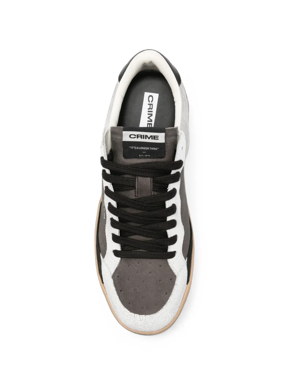 Crime London logo-print leather sneakers Grijs