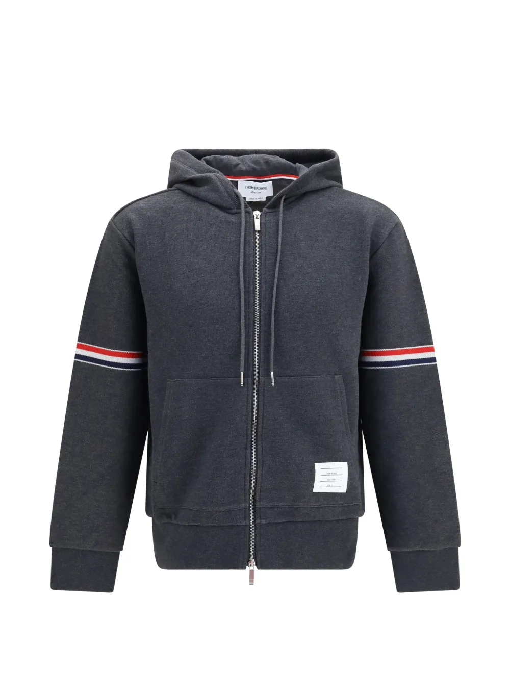 Thom Browne 4-bar piqué hoodie - Grigio