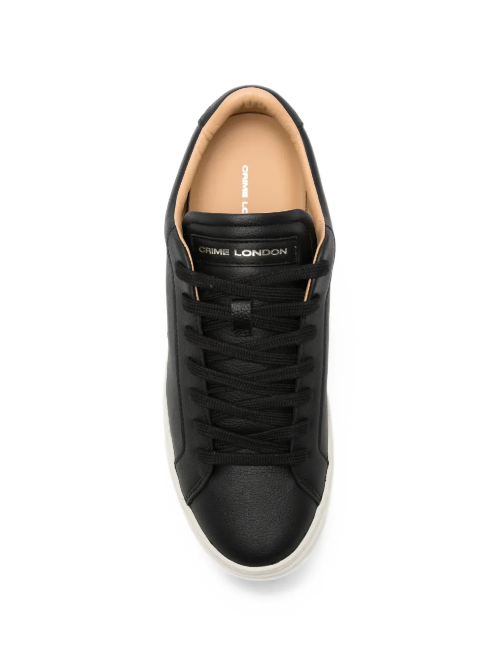 Crime London logo-print leather sneakers Zwart