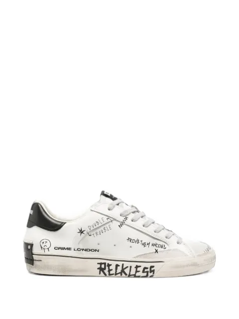 Crime London distressed graffiti-print sneakers