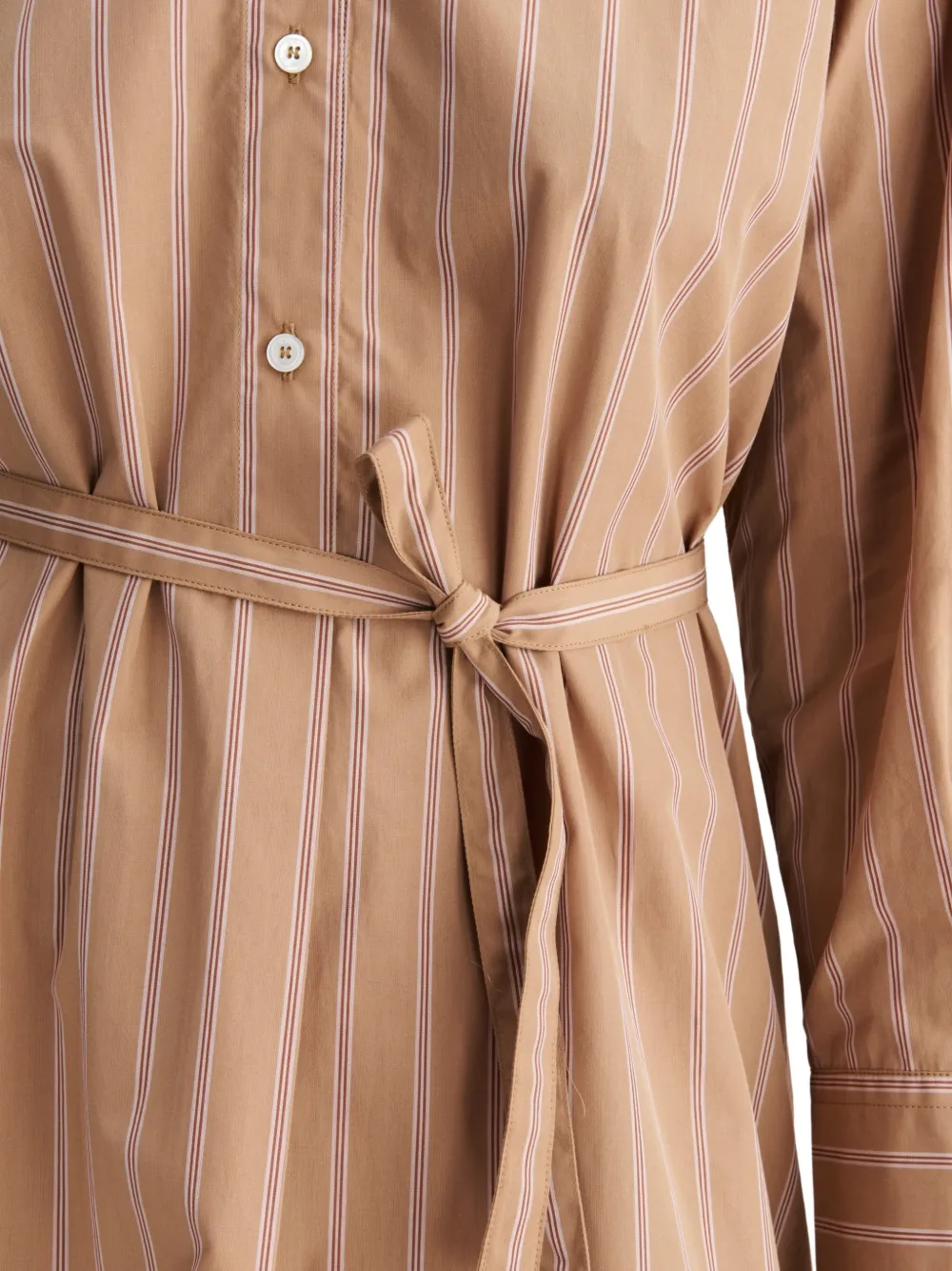 A.P.C. Gestreepte midi-blousejurk met ceintuur Beige