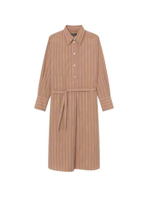 A.P.C. midi striped belted shirt dress