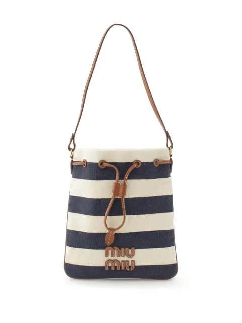 Miu Miu Pre-Owned 2010-2026 Striped Canvas Logo Drawstring handbag