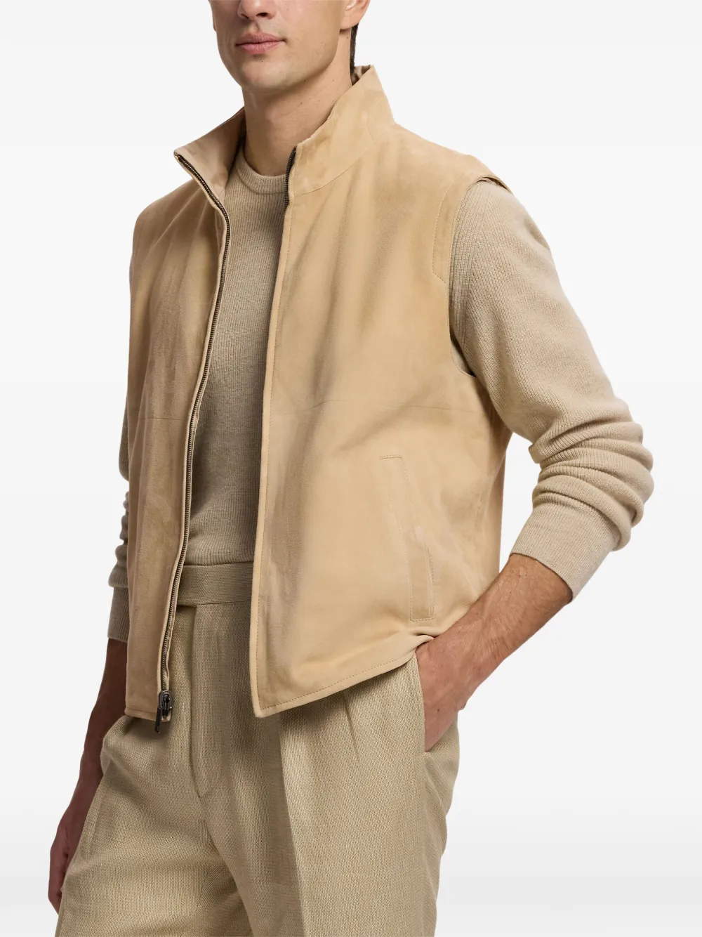 Ralph Lauren Purple Label Jamison reversible suede vest Beige