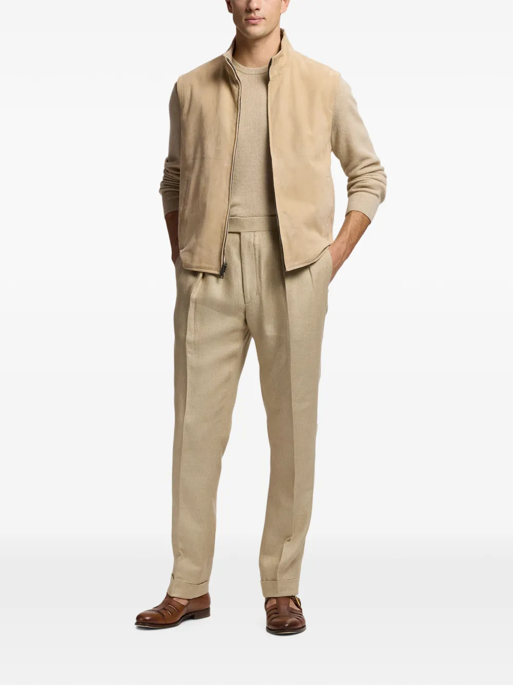 Ralph Lauren Purple Label Jamison reversible suede vest Beige