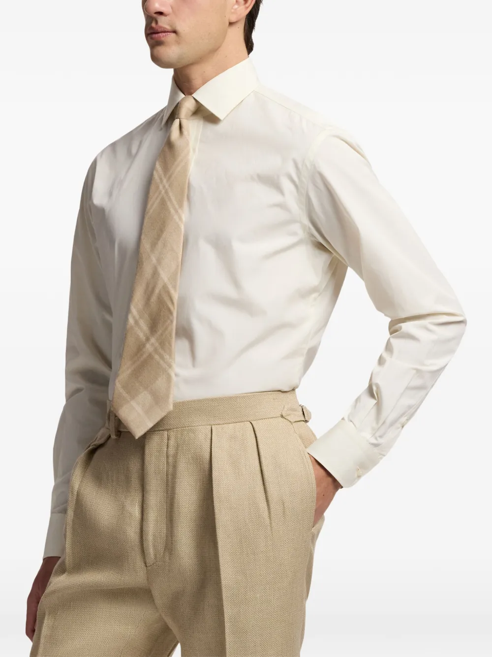 Ralph Lauren Purple Label Overhemd met gespreide kraag Beige