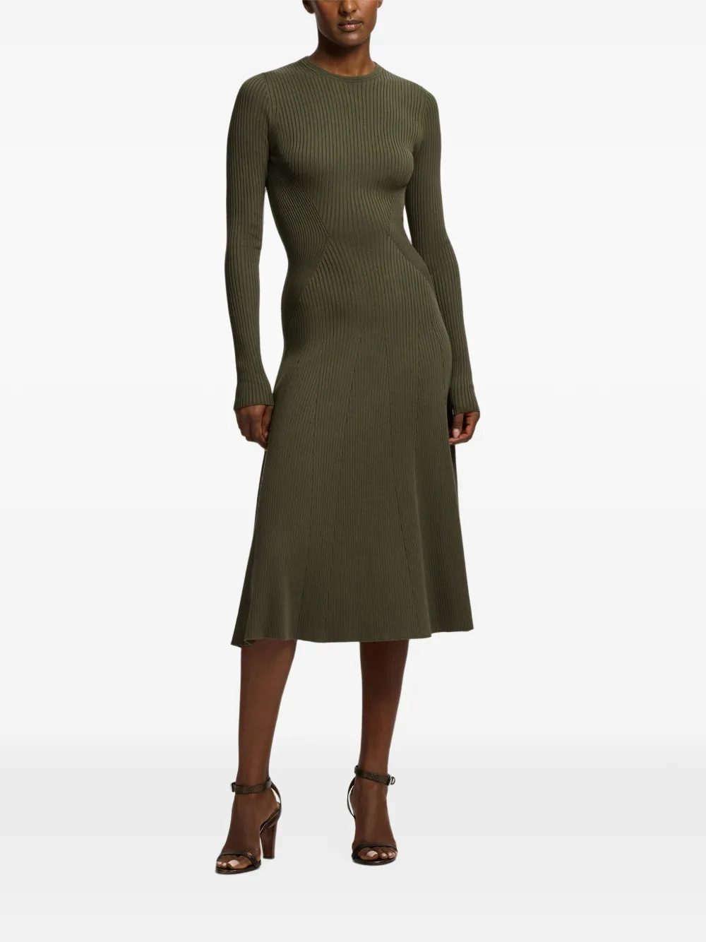 Ralph Lauren Collection Ribgebreide midi-jurk Groen