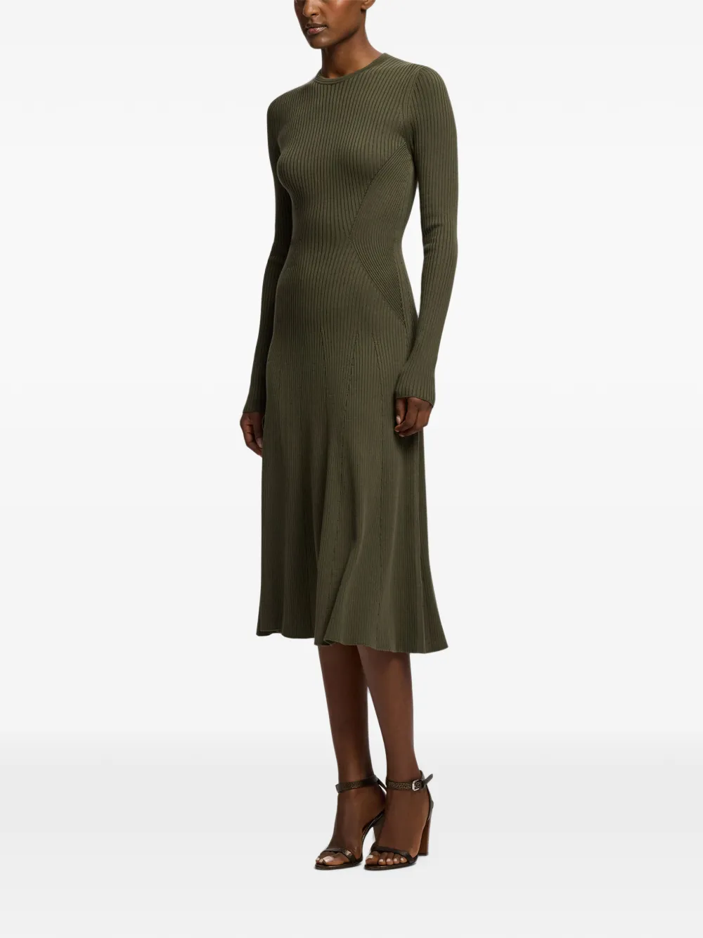Ralph Lauren Collection Ribgebreide midi-jurk Groen