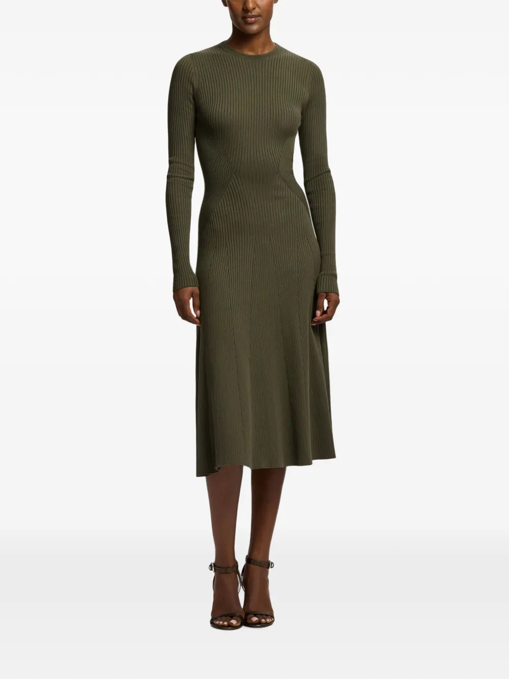Ralph Lauren Collection Ribgebreide midi-jurk Groen